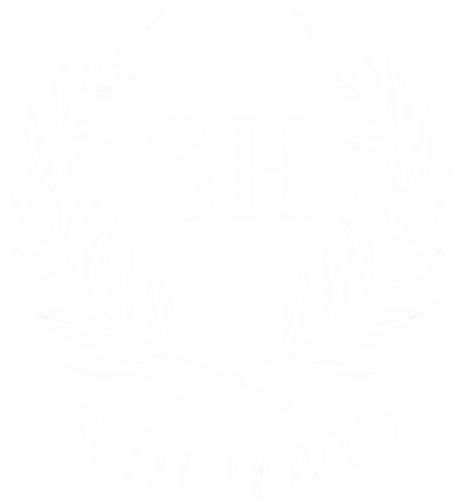 Logo Suíte Horto: monograma SH com coroa de louros